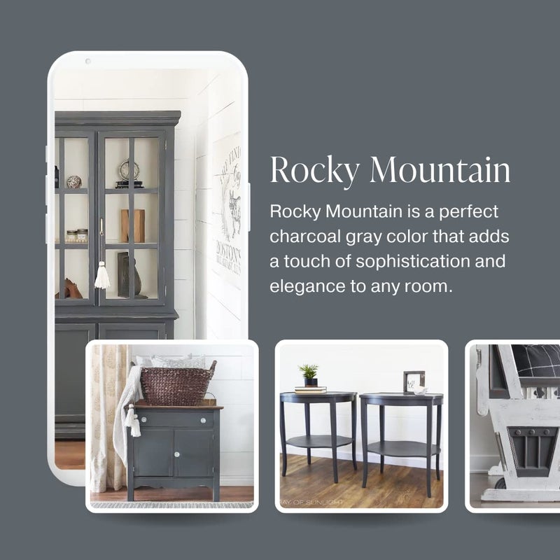 Country Chic Paint Country Chic All-in-One Chalk Paint for Furniture, Cabinets, Home Decor, Eco-Friendly, Matte Finish, Built-In Primer & Top Coat for Wood, Metal - Rocky Mountain (Charcoal Grey) - 4 oz (118 ml) - Image 3